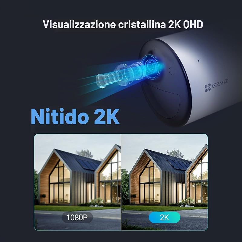 CB3 4G LTE Telecamera da Esterno Senza Fili 2K, Batteria 5200 mAh, Rilevamento Persone/Veicoli con AI, Audio Bidirezionale, Visione Notturna a Colori, IP65