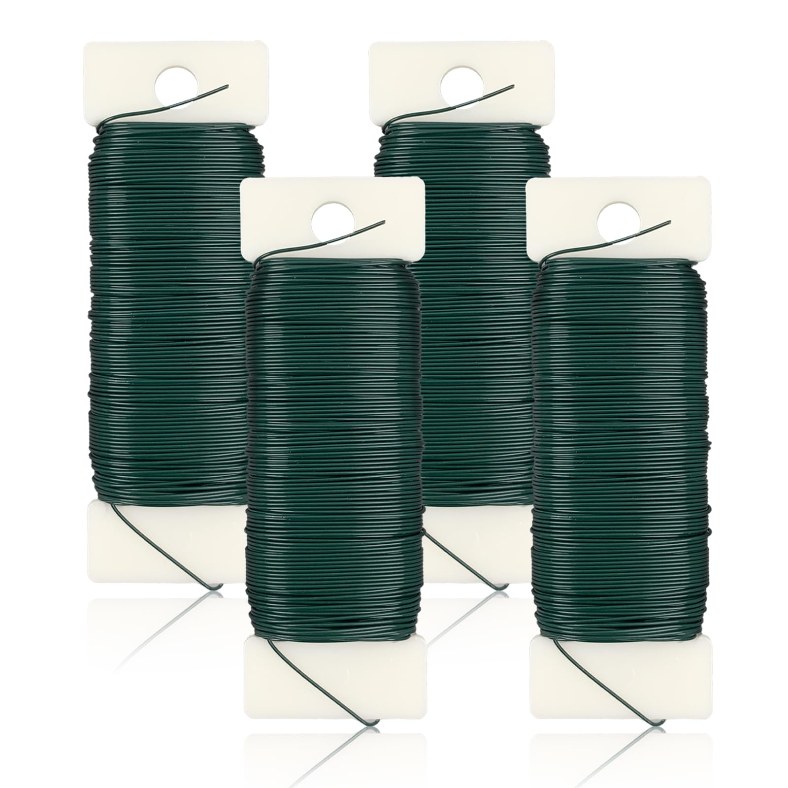 4 Rolls Florist Wire, 0.7mm x 35m Green Floral Wires for Wreath Making, Flower Arrangements & Crafting