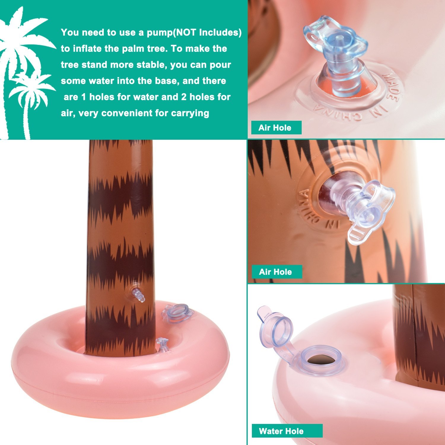 Alcoon 2 Pack Inflatable Palm Trees 90 CM Coconut Trees Beach Backdrop Favor for Tropical Hawaiian Luau Party Decoration