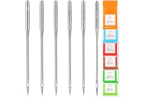 AUGHOA 60 Pcs Universal Sewing Machine Needles, Size 65/9, 75/11, 80/12, 90/14, 100/16 and Heavy Duty 110/18, Ideal for Jeans, Canvas, Leather, Thick Fabric
