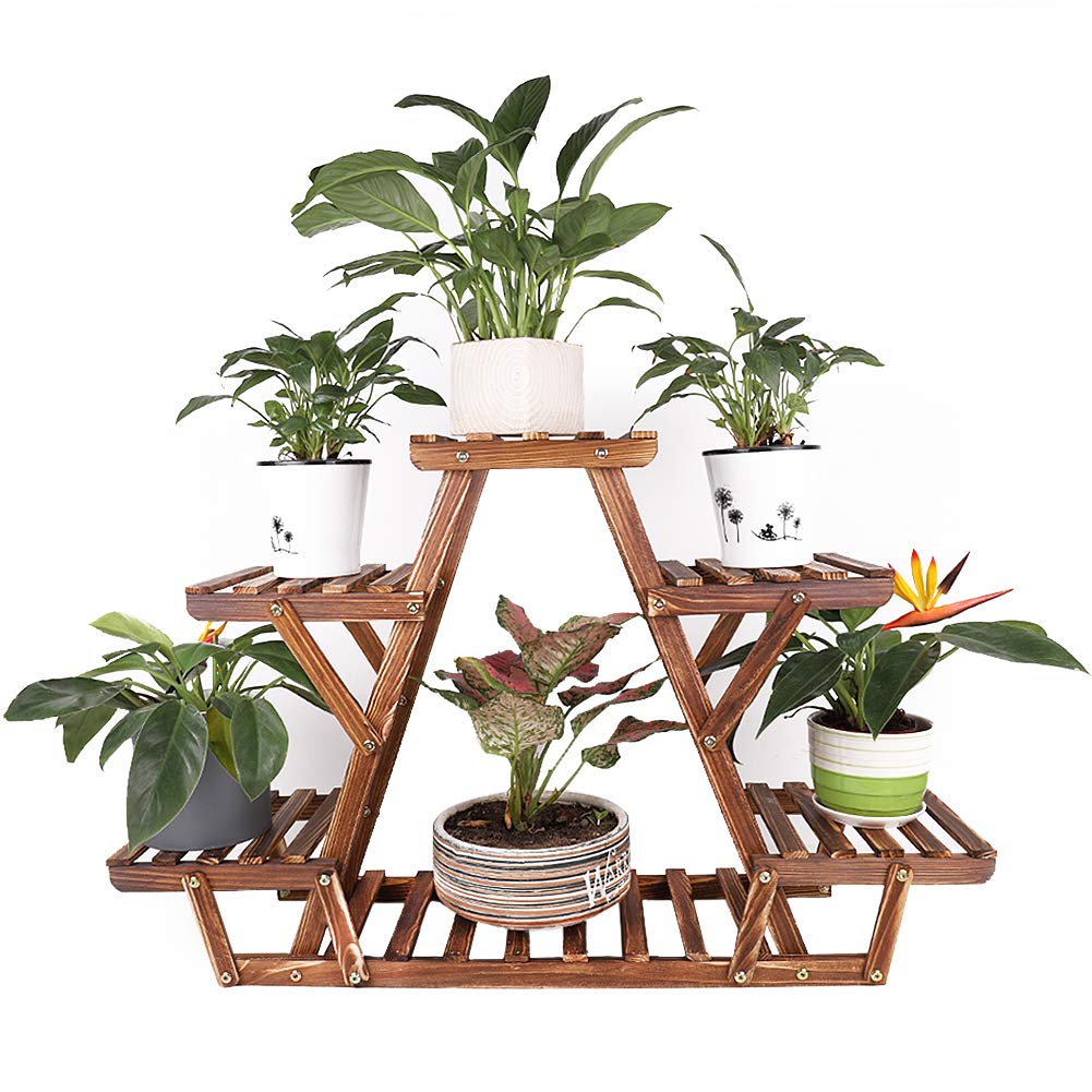 unho Indoor Wooden Plant Rack with 6 Shelves for Indoor and Outdoor Plants for Garden, Terrace, Balcony, Home, 92 x 58 x 25.5 cm