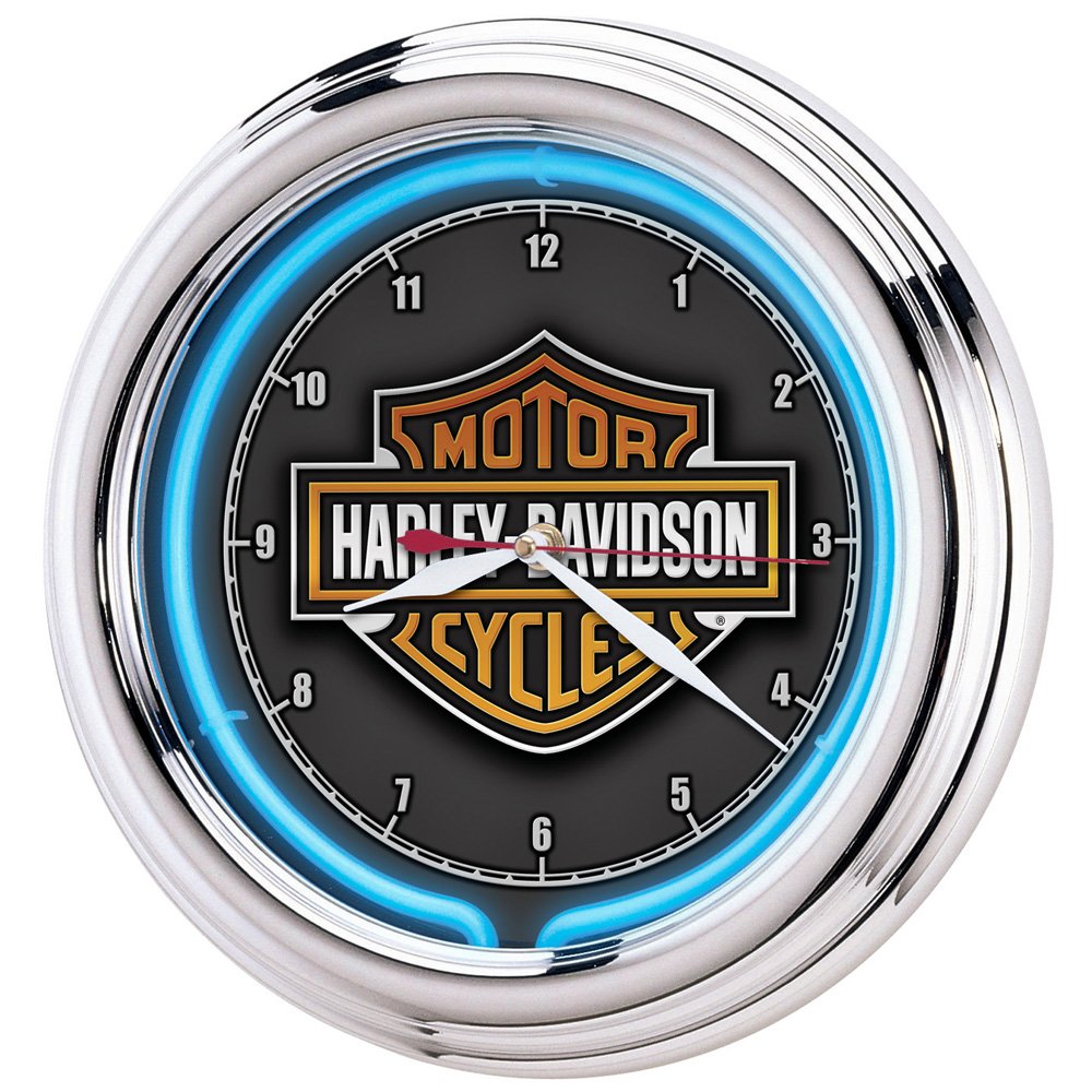 Harley Davidson Neon Clock Wall Clocks Essential Bar Shield Man Cave