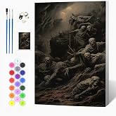 Auremi Skeletons Paint by Number Kits with Framed, DIY Horror Paint by Number Canvas for Adults, Easy Acrylic in Canvas with Brushes for Decor 20x30cm