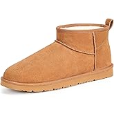 FIHCH Snow Boots for Men Genuine Suede Mens Winter Boots Outdoor Cozy Ankle Booties Faux Fur Lining Warm Fuzzy Footwear
