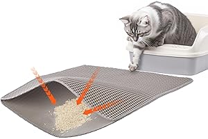 VEVOR Cat Litter Mat, 30 x 24 in, Double-Layer Litter Box Mat, Non-Slip & Urine-Proof Litter-Trapping Mats for Indoor Cats, Honeycomb Design, Soft on Paws, Washable Large Kitty Mats for Floor