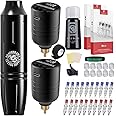 Dragonhawk Wireless Tattoo Kit 2 Batteries Tattoo Gun Kit Beginner Complete Tattoo Machine Pen Kit Pro Coreless Motor