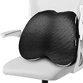AIHOMED Lumbar Support Pillow Office Chair Car Back Pillow, Ergonomic Lower Back Pain Relief Breathable Air Fiber Cushion for Long Sitting Worker Driver & Handicapped, Adjustable Strap (Black)