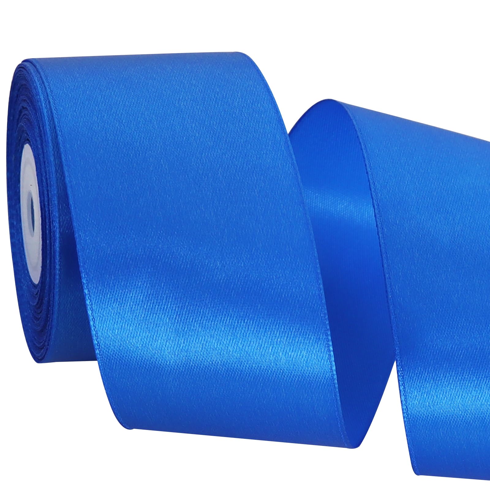TONIFUL 2 Inch x 25 Yards Wide Blue Satin Ribbon Solid Fabric Ribbon for Gift Wrapping Crafts Chair Sash Eternal Flower Invitation Cards Hair Bows Sewing Party Wedding Decoration