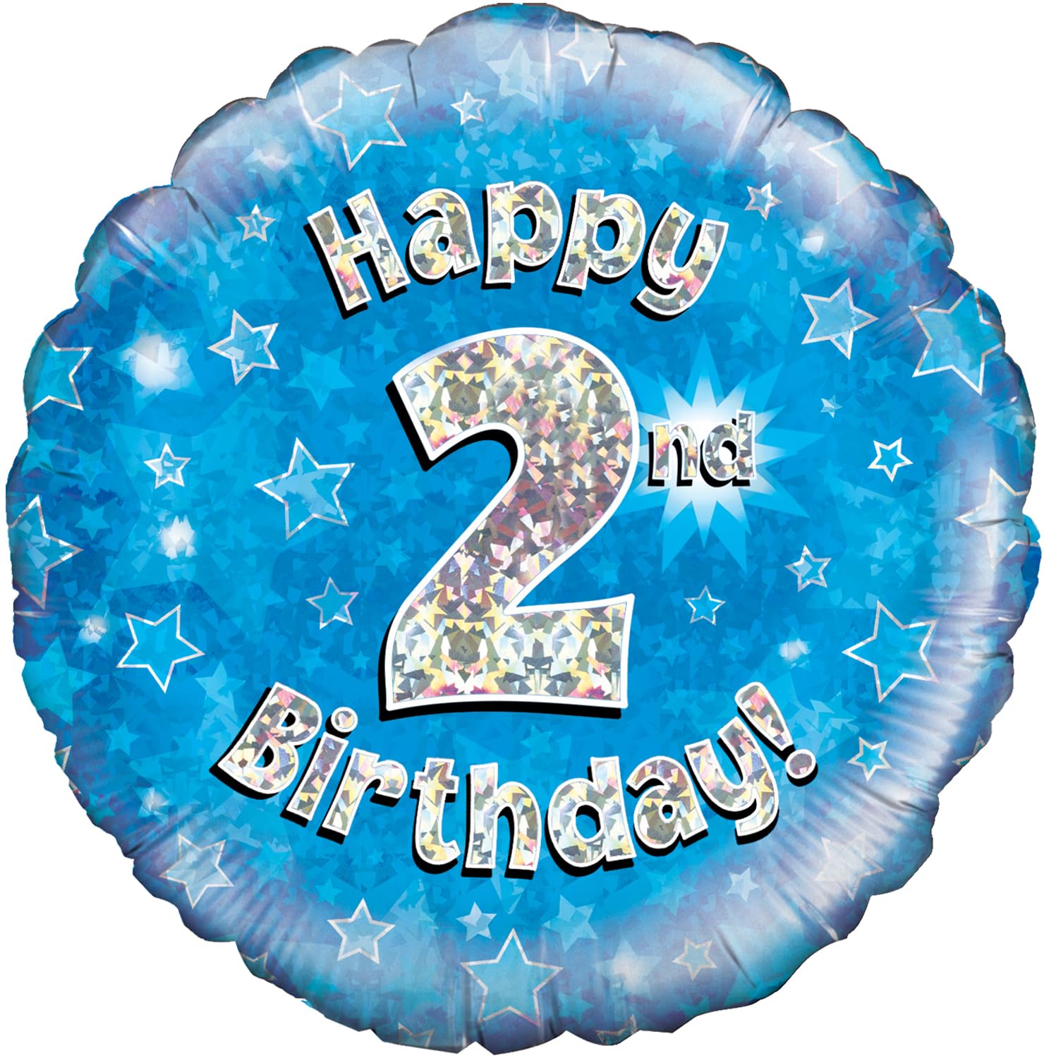 Oaktree 18" Happy 2nd Birthday Blue Holographic