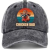 zcyhtqp, Chicken Dad, Funny The Farm Animals Rooster Hats, Men Dad Hat, Funny Trucker Hats with Sayings, Humor Caps, Adjustable Cotton Baseball Cap Black
