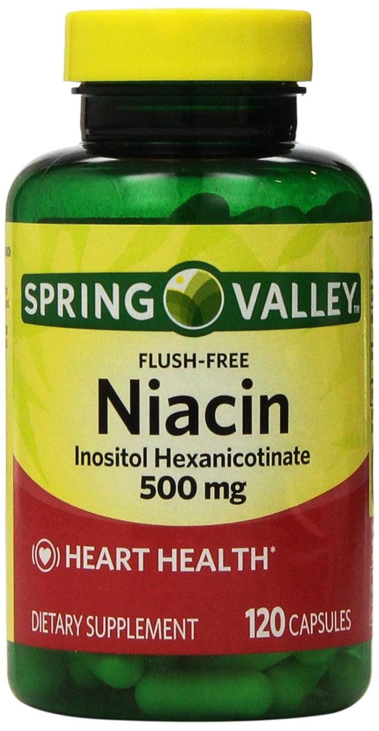 Spring Valley - Flush Free Niacin (B-3) 500 mg, 240 Capsules (2 Bottles of 120)