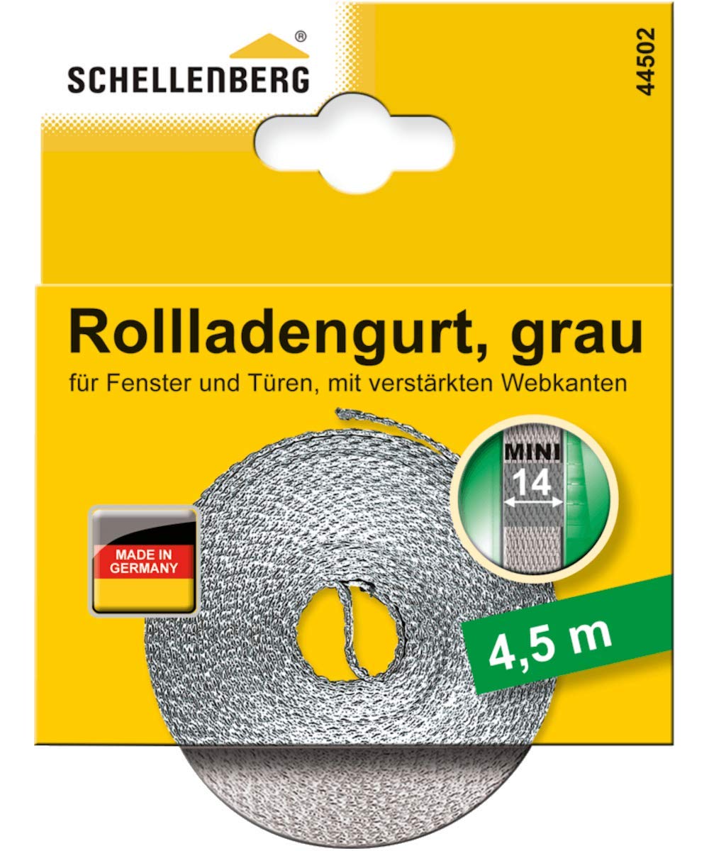 Schellenberg 44501 Roller Shutter Strap for Window (Width: 14 mm, Mini System: 4.5 m), Grey, 44502