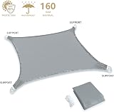 Mokani 2x2m Sun Shade Sail Grey Waterproof UV 95% with Ropes view 6