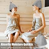 couduan 2Pcs Sauna Hat Ergonomic Felted Sauna Cap Grey Unisex view 3
