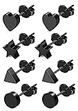 JOERICA 4 Pairs Heart Stainless Steel Stud Earrings