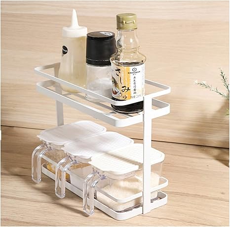 Amazon Lither スパイスラック キッチンスタンド 2段 キッチン収納 調味料入れ 卓上収納棚 バスラック 省スペース 多機能収納 さびにくい 調味料 スパイスラック オンライン通販