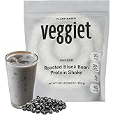 Veggiet Roasted Black Bean Vegan Protein Powder with Plant Based Ingredients, 20g Protein, 4g Fibre, Dairy Free, Nothing Arti