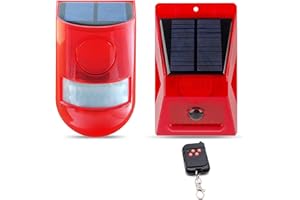 ChunHee Solar Alarm Light with Motion Sensor, Solar Strobe Light with Motion Detector,129dB Sound Security IP65 Waterproof with Remote Control for Home,Farm,Villa,Yard