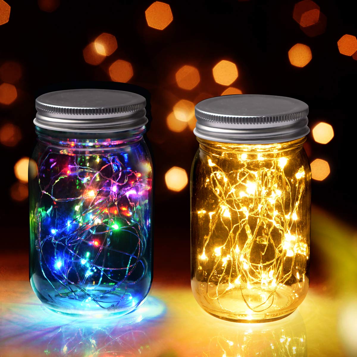 Jiabang Battery Powered Holiday Flavor Glass Cylinder Lamp Glass Candle Lamp Mood Light Christmas Decoration for Home Bedroom Livingroom Theme Party Celebration (Warm White & Colorful Light)