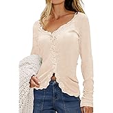 Lacozy Lightweight Cardigan for Women Trendy V Neck Button Up Sweater Long Sleeve Open Front Lace Cardigan Fall Clothes