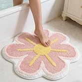 TONGSONG Cute Flower Shaped Bath Mat, Non-Slip TPR Backing Ultra Soft Microfiber Bathroom Rug, Machine Washable Absorbent Bath Rug for Tub Shower Sink Bedroom Dorm Restroom Toilet(24x24 Inch)