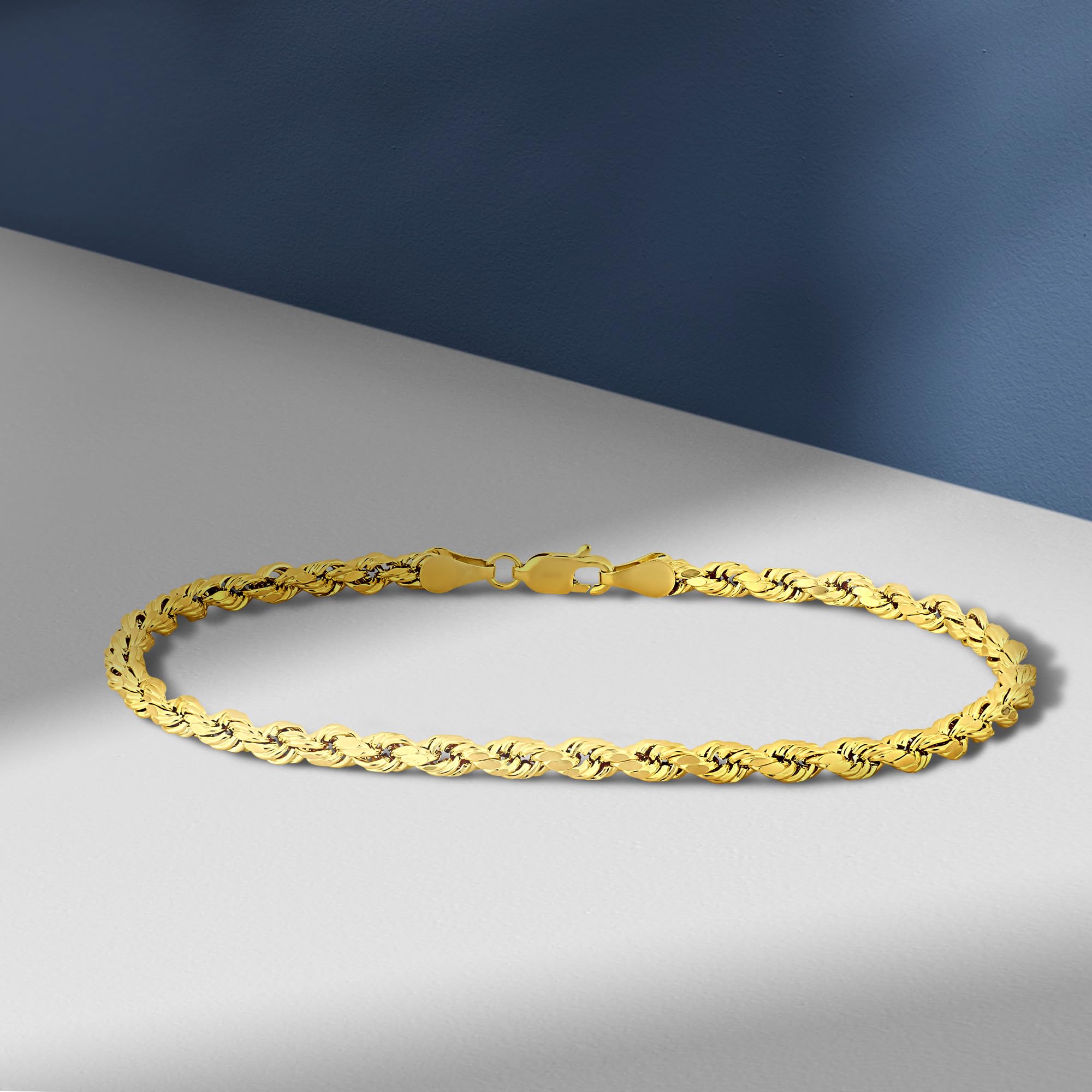Abbie+Cleo Gold Rope Chain Bracelet for Men & Women – 100% Real 10k or 14k Gold, Lightweight, Premium Craftsmanship