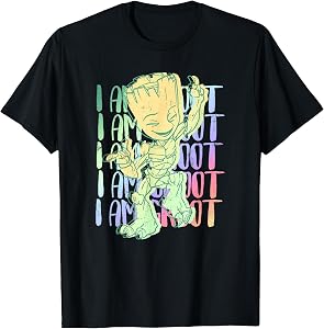 Marvel I Am Groot Happy Groot Neon Text Stack T-Shirt
