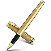 BEILUNER Ballpoint Pens, Stainless Steel with Chrome Trim, Luxury Golden Metal Pen Set, Best Ball Pen Gift Set for Men & Women, Professional, Executive, Office, Fancy Pens-Nice Box with Extra Refill