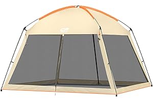 CAMPROS CP Screen House 12 x 12 Ft Screened Mesh Net Wall Canopy Tent Screen Shelter Gazebos for Patios Outdoor Camping Activities - Beige