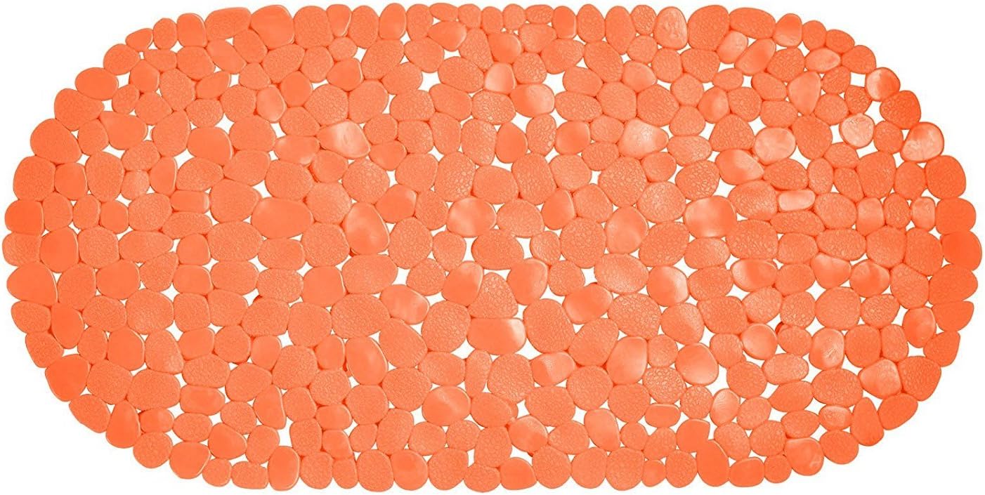 linyingdian Non Slip Bath Mat Anti Bacterial Tub Mat Pebbles Bathtub Mats,Slip Resistant Shower Mats,Machine Washable 36x69cm (Orange)