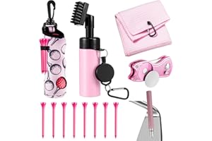 LaRandom 13 Pcs Golf Accessories Kit, Include Golf Ball Bag with Hook Towel Tees Magnetic Ball Marker Divot Tool Cleaner Water Brush Groove Sharpener Tool for Women Man Gifts