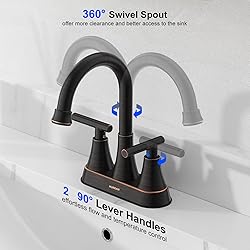 Bathroom Faucets for Sink 3 Hole, Hurran 4 inch Oil