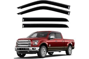 GEARMEISTER Rain Guards Fit for Ford F150 Super Crew 2015-2024, Tape-on Side Windows Wind Deflectors for Ford F250, F350, F450, F550 2017-2022, Window Rain Guard for Trucks - 4 PCS