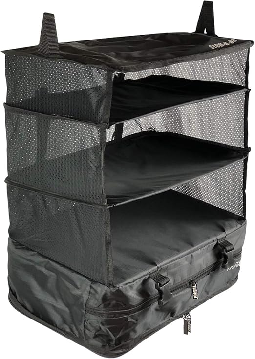 luggage with shelves inside