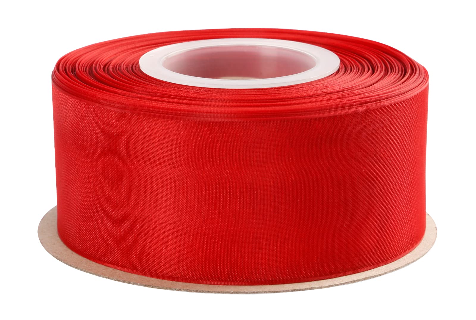 Joycrosso 38mm Red Shimmer Sheer Organza Ribbon Sheer Chiffon Ribbon 45 Meters-Roll Multiple Colors Available for Gift Wrapping Wedding Events Christmas Décor