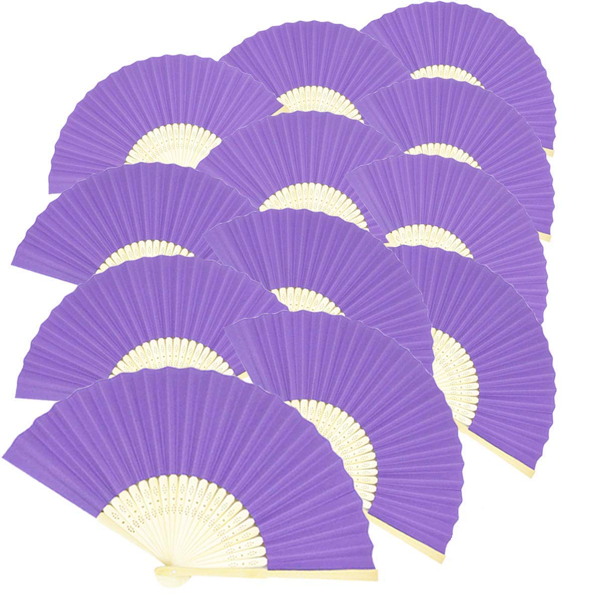 Woohome 15 PCS Hand Fan Foldable Paper Fan for Dancing, Part, Picnic, Wedding Party Gift, Guest Favour Wedding Decoration (Purple)
