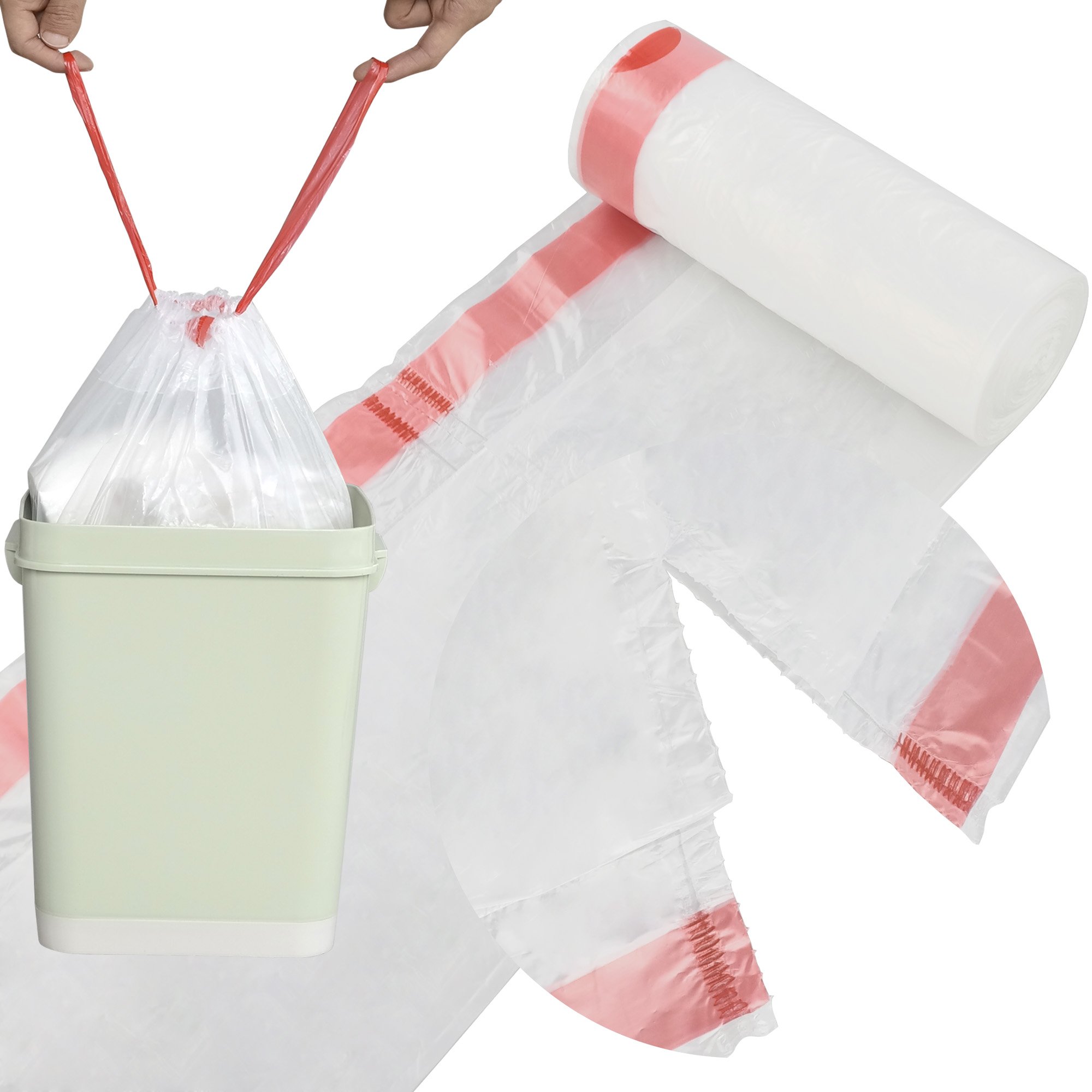 Pekky 13 Gallon Kitchen Drawstring Trash Bags, Heavy Duty, Clear, 120