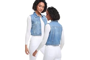 Xeoxarel Women's Denim Vest, Sleeveless Jean Jacket (XS-XXL)