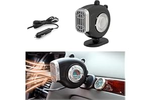 Ziciner Car Heater, 12V 150W Portable Auto Windscreen Defroster and Defogger That Plugs into Cigarette Lighter, 2 in 1 Fast Heating & Cooling Fan with 360° Rotatable Base for Car (Black)