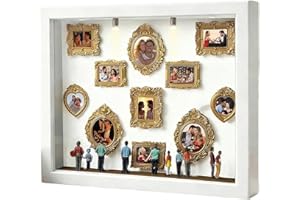 Mini Museum Frame, DIY Mini Museum Silhouette Box, with Spotlight Shading Box Frame, with 11 Gold Min-i Frames and 8 Adorable