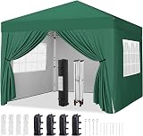 Yaheetech Pop-Up 3x3 Gazebo with 4 Removable Side Panels Dark Green view 1