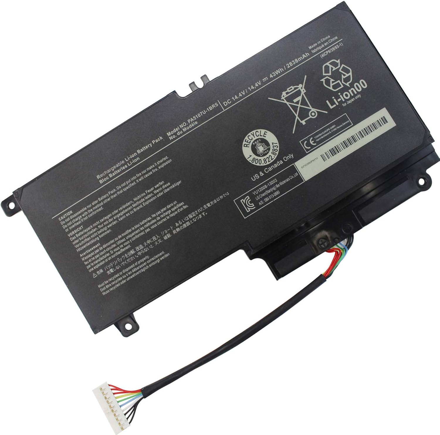 Amazon Com Shareway Replacement Laptop Battery For Toshiba L50 L50t A L50dt A P55 P55 A5312 P55 A5200 P55t A5116 L50 L50 A Pa5107u 1brs 14 4v 43wh Computers Accessories