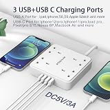 POWSAF 4 Way USB Extension Lead 2M 4 Outlets 4 USB Ports USB-C 3.4A UKCA view 3