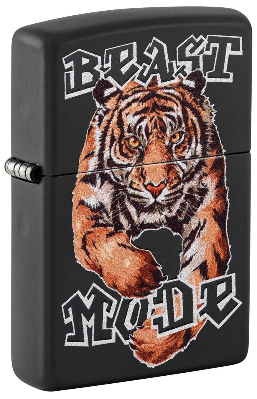 Zippo Windproof Lighter - Beast Mode Model - Black Matte Finish with Colour Image - Refillable - Reusable - Windproof Design - Gift Box - Made in USA