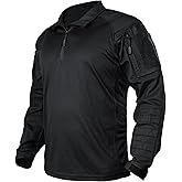 IDOGEAR Men’s Combat Shirts Tactical Long Sleeve Shirt with Elbow Pads Military BDU Shirts with Pockets Airsoft Clothing