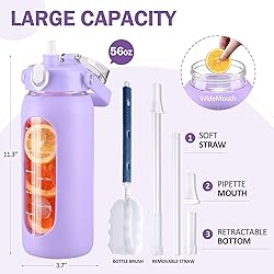 kytffu 56oz Glass Water Bottles with