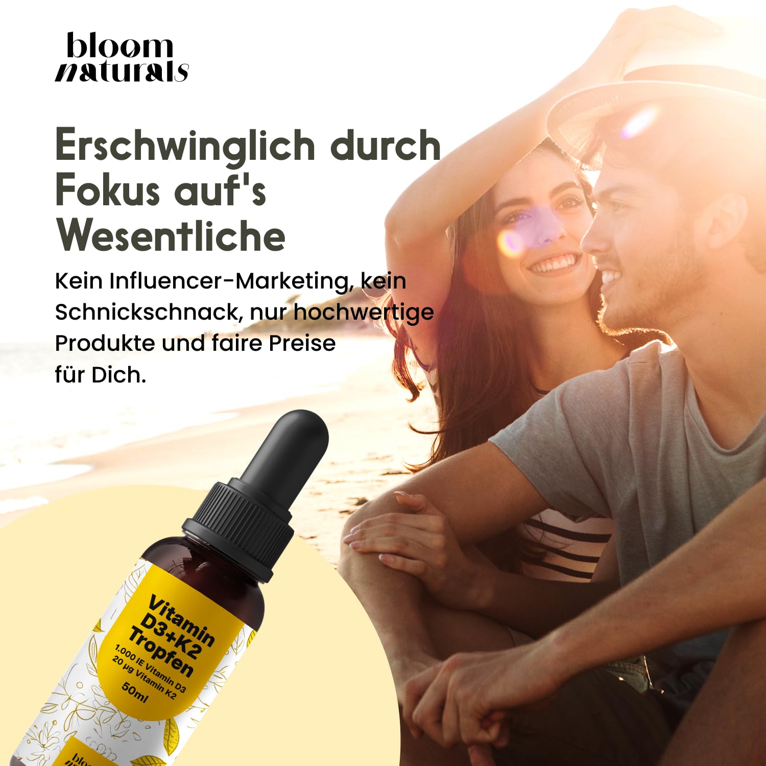 Vitamin D3 K2 Tropfen hochdosiert - 50 ml - 1.000 IE D3 + 20 µg K2, Vitamin D produziert in Deutschland - Verpackung kann variieren Laborgeprüft 5