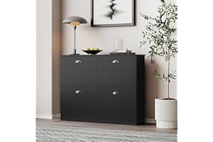 MIRROTOWEL Shoe Cabinet,Hidden Slim Narrow Shoe Rack Cabinet with 4 Drawers for Entryway, Foyer,Hallway,Bedroom,Black