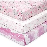 Looxii Baby Crib Sheets for Girls, 3 Pack Fitted Crib Sheet for Standard Crib and Toddler Mattress, Ultra Soft Breathable Microfiber Baby Sheet 52x28x8in