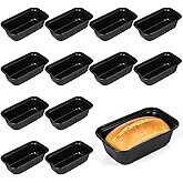 Neyauo 12 Pcs Mini Loaf Pans for Baking Bread 6.1 x 3.3 x 2.1 Inches Nonstick Baking Bread Pan Carbon Steel Small Banana Breads Tins Tiny Meatloaf Pan for Oven and Bakings (Black)